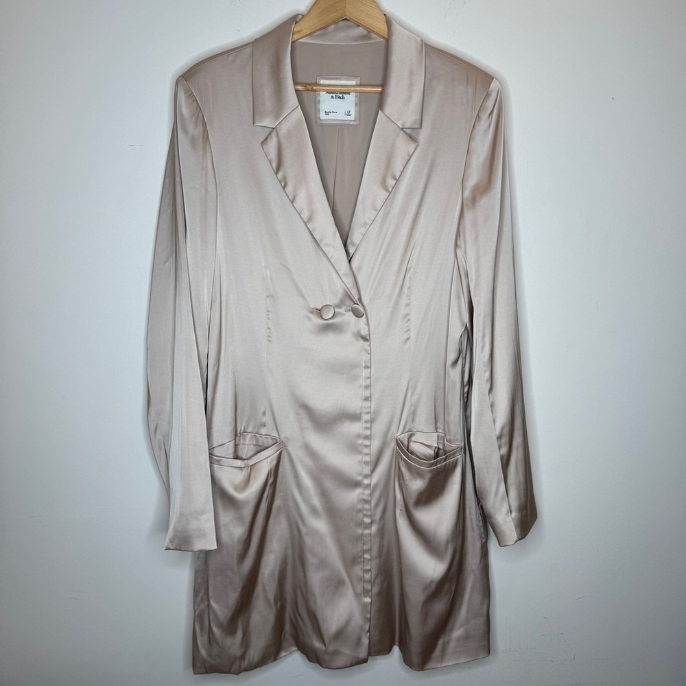 Abercrombie and Fitch Satin Blazer Dress Size L Tall - Picture 2 of 7